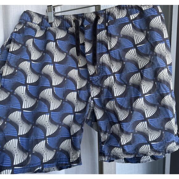 Barney Cools Shorts Men’s Size 32 Blue Print Drawstring Elastic Waist READ - Picture 1 of 8